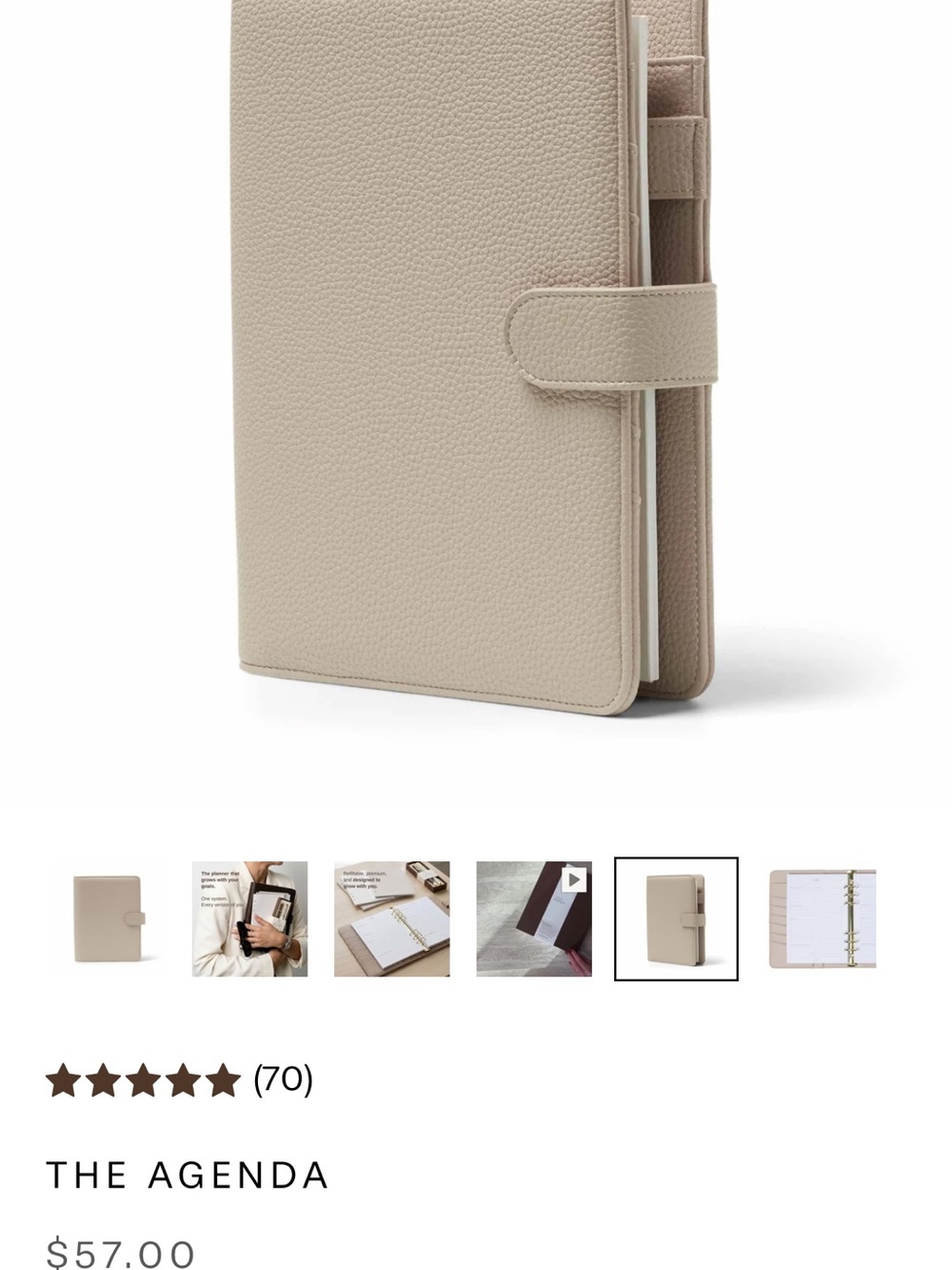 The Agenda Beige Ring Binder Organizer with inserts